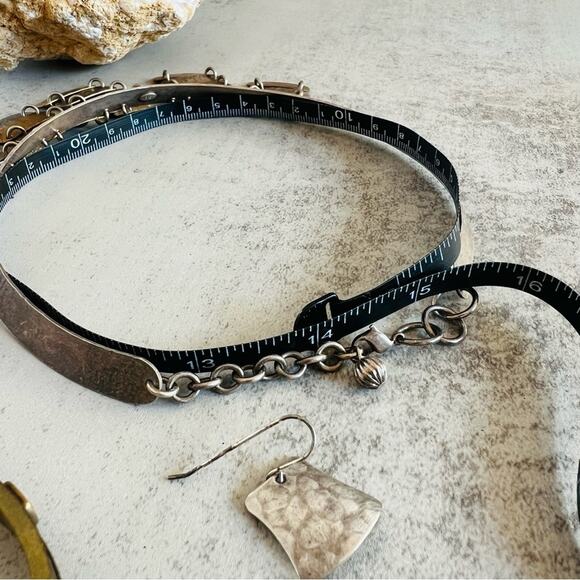 Marjorie Baer San Francisco Brutalist Collar Necklace Bracelet and Earrings Set - Picture 4 of 16